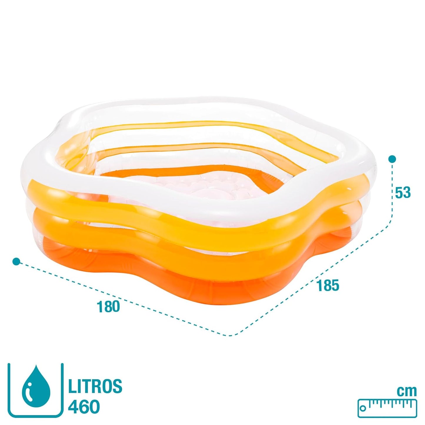Intex 56495 Swim Center Family Inflatable Pool – 1.85m × 1.80m × 53 cm Square Family Lounge Pool with Built-in Seats