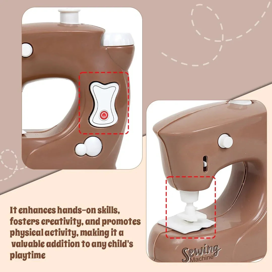 Pablo Honey Mini Iron & Sewing Machine Household Play Set (Brown) - Jaiman Toys