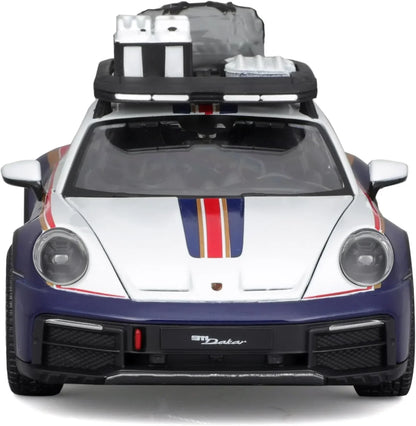 Bburago - 1/24 Scale Model Compatible with Porsche 911 992N # 953 Dakar Rally Racing Car Model 2023 (Blue) - Jaiman Toys