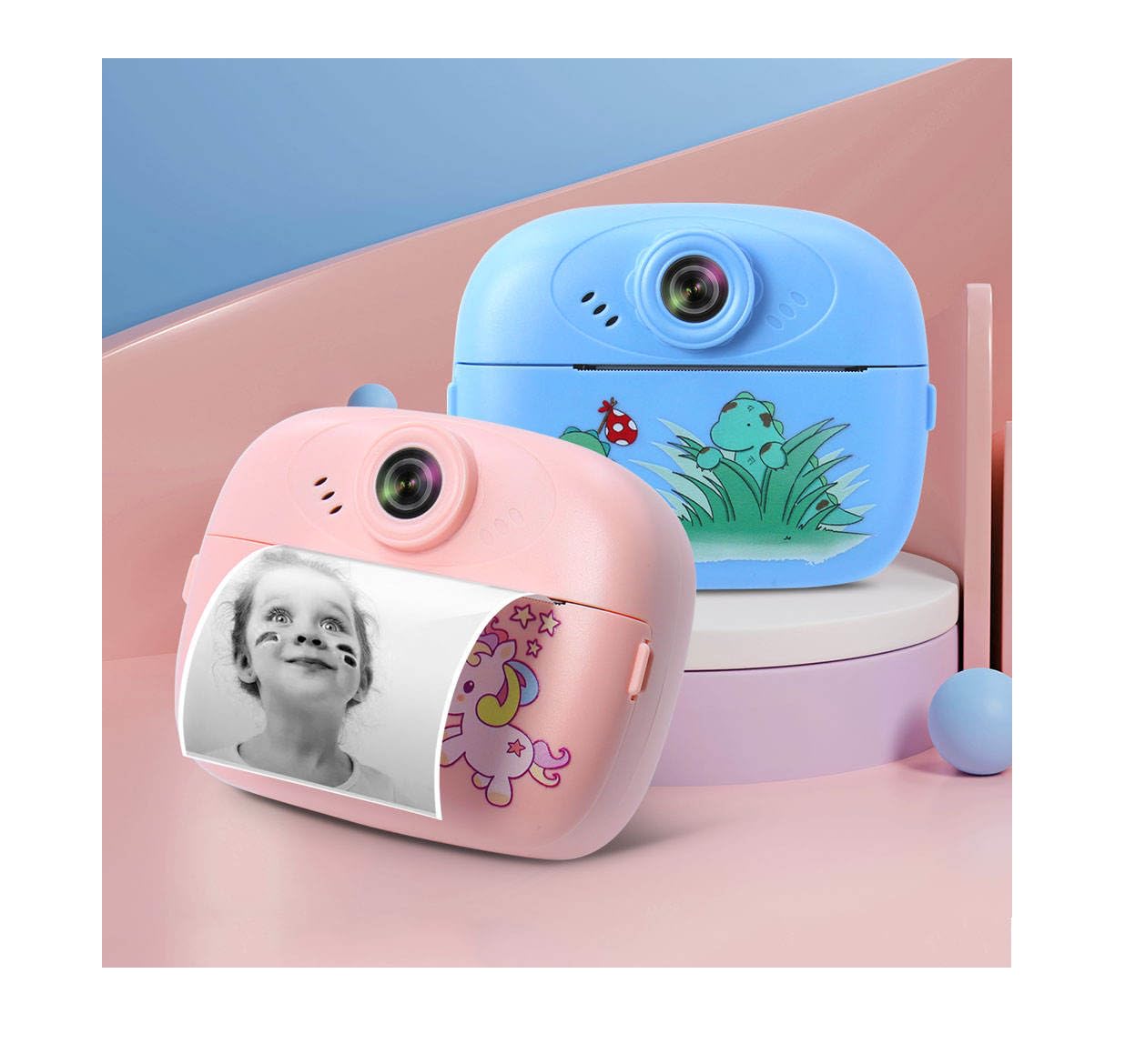 DIY Instant Print Camera for Kids – Thermal Ink-Free Printing Digital Camera with Paper Roll, Color Pens & USB Charging - 1 Pc