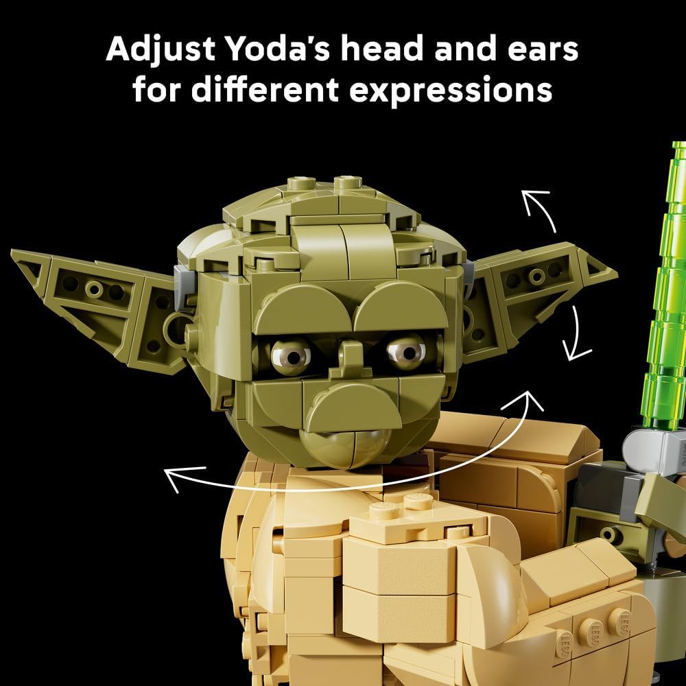 LEGO 75438 Star Wars Yoda Bust - Display Model Kit for Adults w/Green Lightsaber & Collectible Jedi Master Minifigure | 399 Pieces