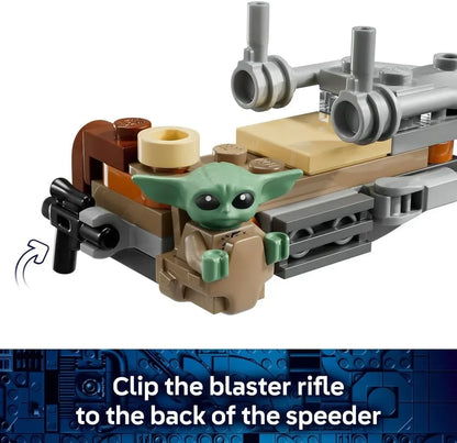 LEGO Star Wars 75436 The Mandalorian & Grogu's Speeder Bike Toy - incl. a Grogu Figure & Din Djarin Minifigure w/a Blaster - Small Birthday Gift for 6+ Year Old Boys & Fans