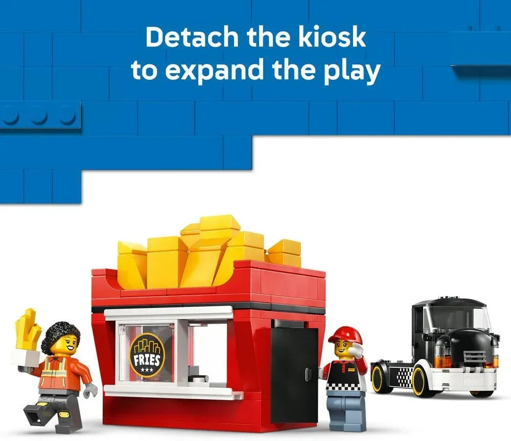 LEGO City 60488 Fries Food Truck Toy - Vehicle Model Kit w/Removable Shop, 2 Minifigures & Play Food Accessories - Birthday Gift Idea for 5+ Year Old Boys