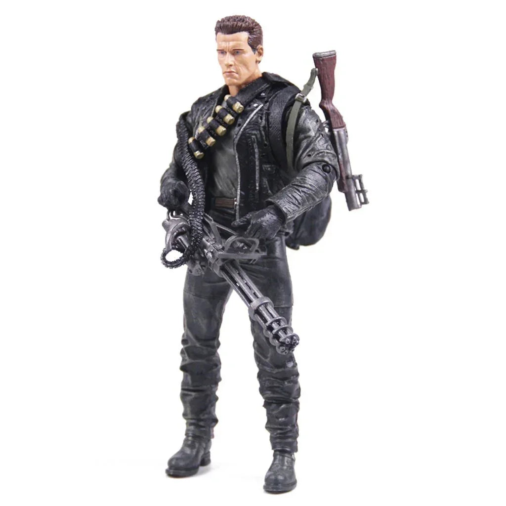 Terminator 2 T-800 Judgment Day 7-Inch Action Figure – Collectible with Interchangeable Faces, 3 Guns, Bullet Bag & Grenade Belt