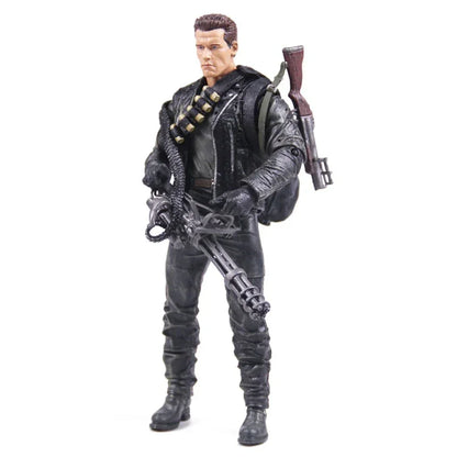 Terminator 2 T-800 Judgment Day 7-Inch Action Figure – Collectible with Interchangeable Faces, 3 Guns, Bullet Bag & Grenade Belt