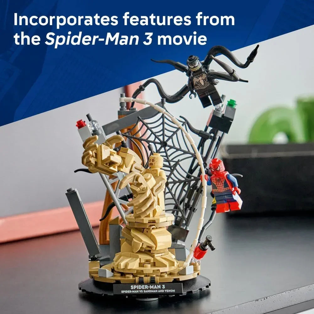LEGO | Marvel 76334 Epic Battle: Spider-Man vs. Sandman - Superhero Toy w/ 3 Minifigures incl. Venom, and a Construction Site - Gift for 9+ Year Old Boys & Movie Fans