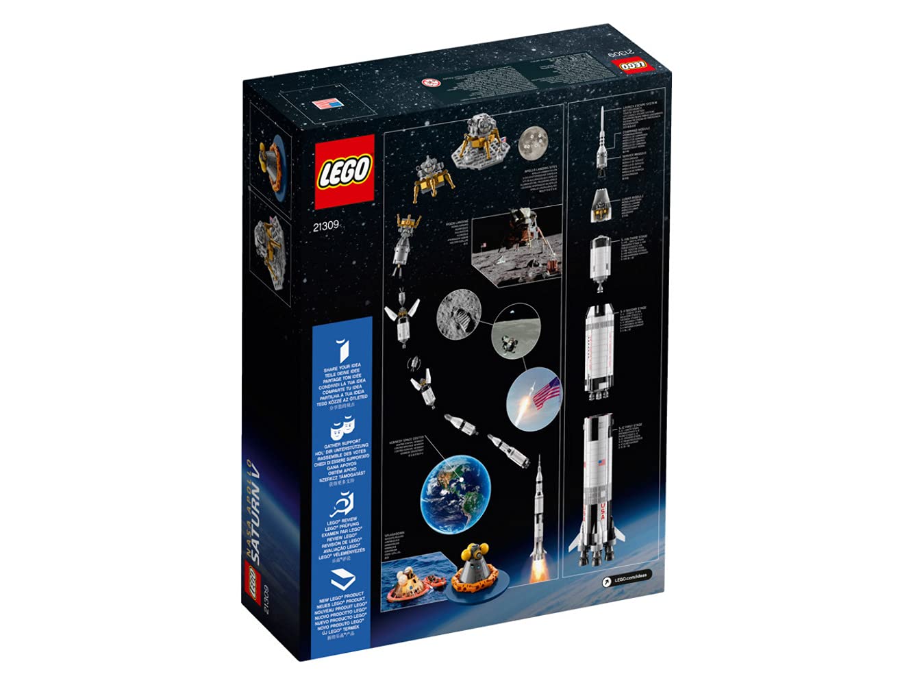 LEGO 21309 Ideas NASA Apollo Saturn V Building Set – Collectible Space Rocket Model for Adults (1969 Pieces)
