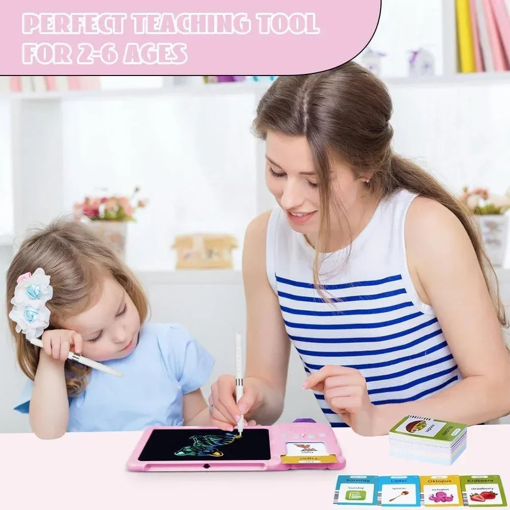 EARLY EDUCATION DEVICE - Talking Flash Cards with LCD Writing Tablet 2 in 1, Sensory Toys for Boys and Girls (Multicolor) - Jaiman Toys