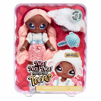 Na! Na! Na! Surprise Teens Fashion Doll-Collectable-27.94cm Soft Fabric Doll, Sheep Inspired with Pink Hair-Lila Lamb, 28 CM - Jaiman Toys