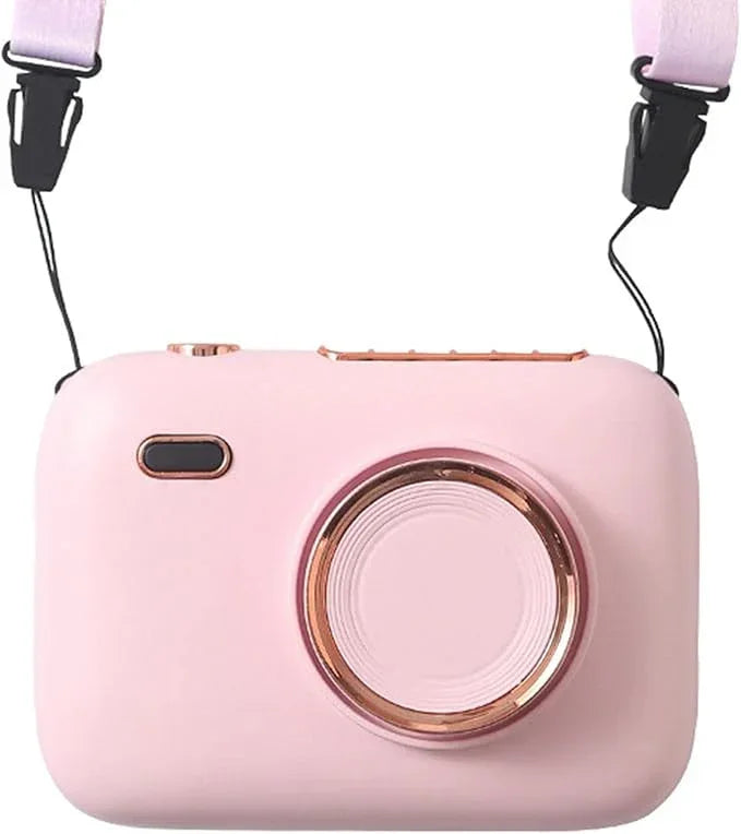 Mini Haletr Fan - Portable Hands-Free Personal Fan USB Rechargeable Camera Shape Fan (Pink) - Jaiman Toys