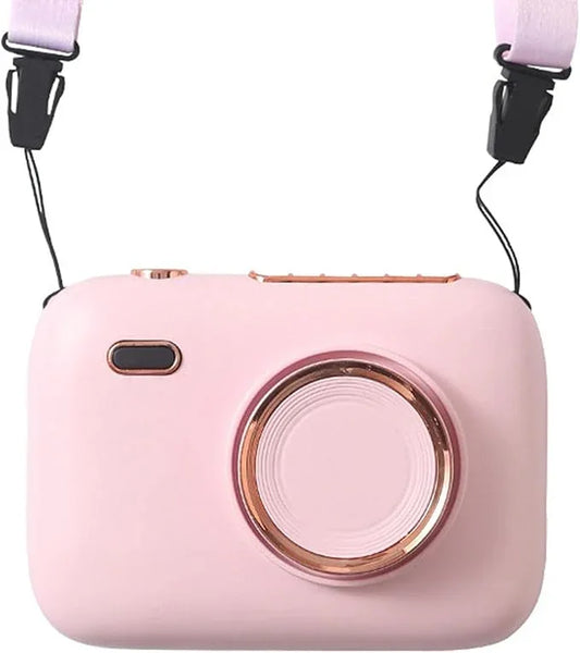Mini Haletr Fan - Portable Hands-Free Personal Fan USB Rechargeable Camera Shape Fan (Pink) - Jaiman Toys