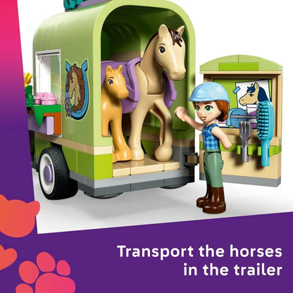 LEGO Friends 42695 Horse & Baby Foal Trailer - Horse Toy Playset w/Grooming Accessories, 4 Animal Figures, Car & 2 Mini Dolls - Birthday Gift Idea for 7+ Year Old Girls