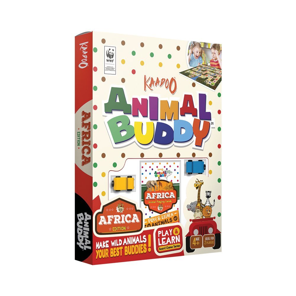 KAADOO Animal Buddy Africa Edition Board Game | Educational Wildlife Discovery Game for Kids 4+ Years | Learn African Animals Through Play | 2 Player Family Board Game | Made in India