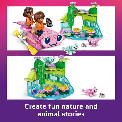 LEGO Friends 42681 Axolotl Adventure Boat Toy - incl. 2 Mini Dolls, 2 Cute Animal Figures, Plants, Flowers & Accessories - Birthday Gift for 5+ Year Old Girls