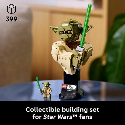 LEGO 75438 Star Wars Yoda Bust - Display Model Kit for Adults w/Green Lightsaber & Collectible Jedi Master Minifigure | 399 Pieces