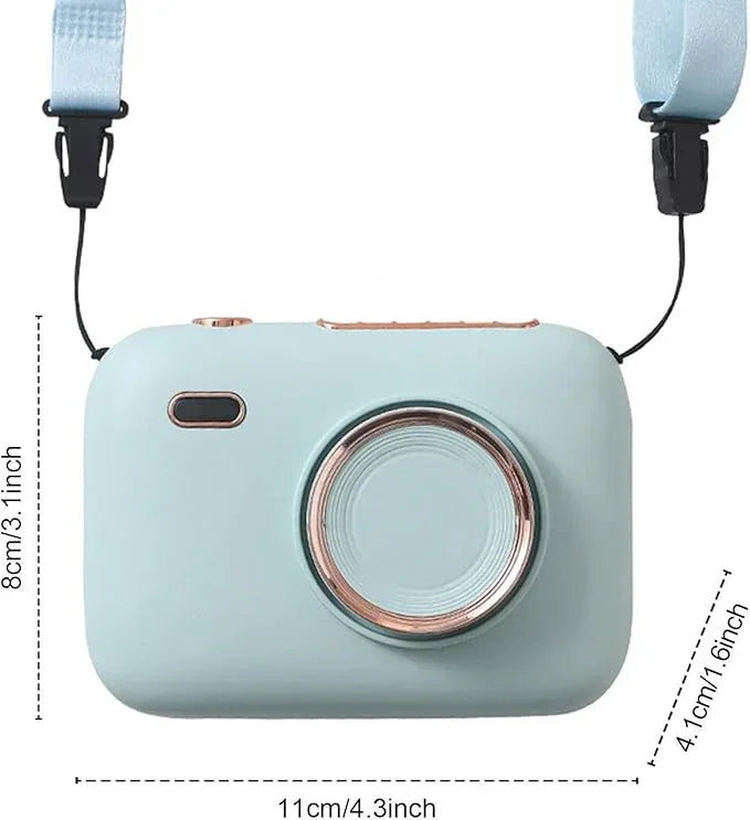 Mini Haletr Fan - Portable Hands-Free Personal Fan USB Rechargeable Camera Shape Fan (Blue) - Jaiman Toys