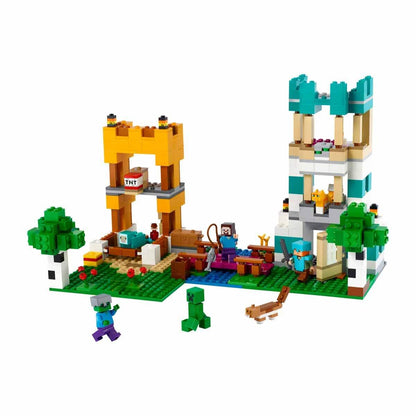 LEGO Minecraft 21249 Crafting Box 4.0: Build Your Adventure with Alex, Steve & Creeper Mobs  2-in-1 River Tower or Cat Hut Fun