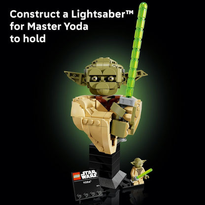 LEGO 75438 Star Wars Yoda Bust - Display Model Kit for Adults w/Green Lightsaber & Collectible Jedi Master Minifigure | 399 Pieces