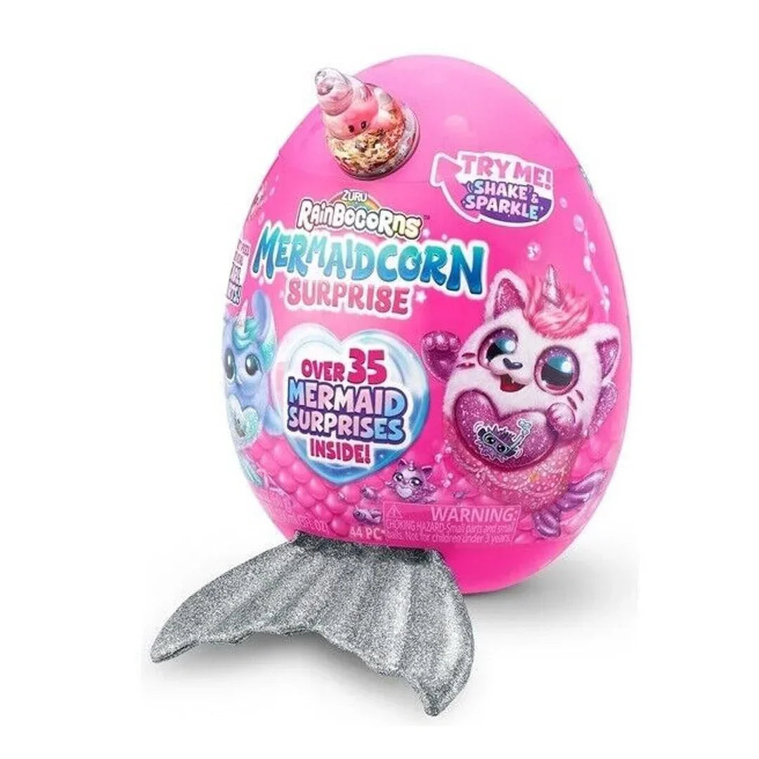 Rainbow'Corns Surprise Collectible Plush - Mermaid Surprises, Cuddle Plush Stuffed Animal, Stickers; RainboCorns Mermaid Corn Surprises Over 35 Surprises - Silver - Jaiman Toys