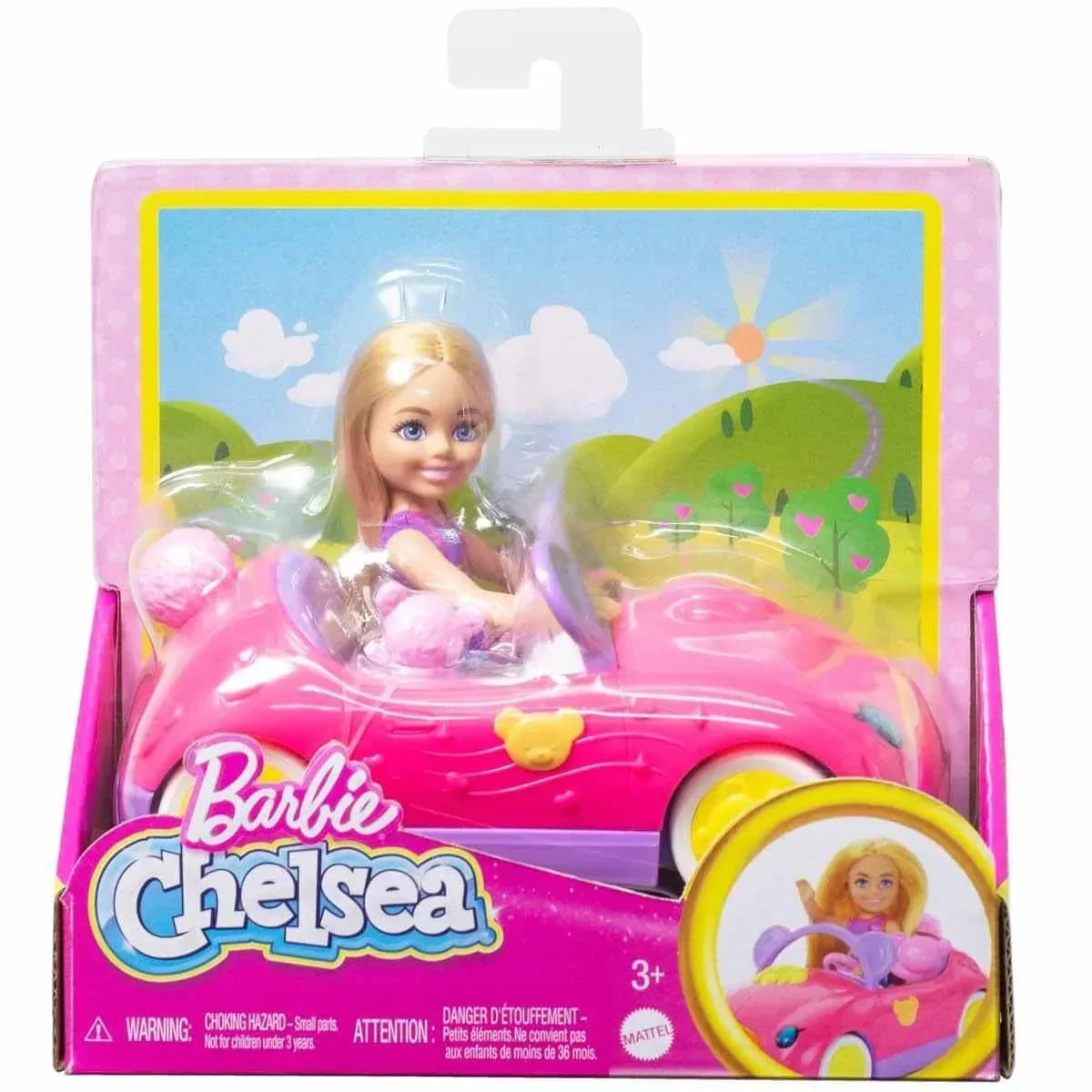 Barbie Chelsea Doll & Toy Car Set with Bear-Themed Convertible & Teddy Bear Accessory, Blonde Small Doll Wears Removable Skirt & Shoes - Jaiman Toys