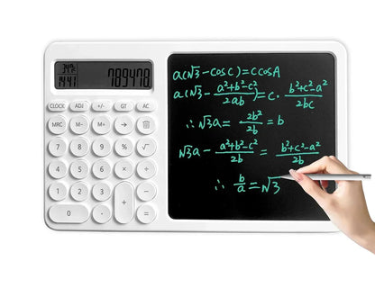 Electronic LCD 8" Writing Tablet with Calculator | 2-in-1 Note Taking Pad with Time & Temperature Display, Hidden Stand & Gift Box - Jaiman Toys