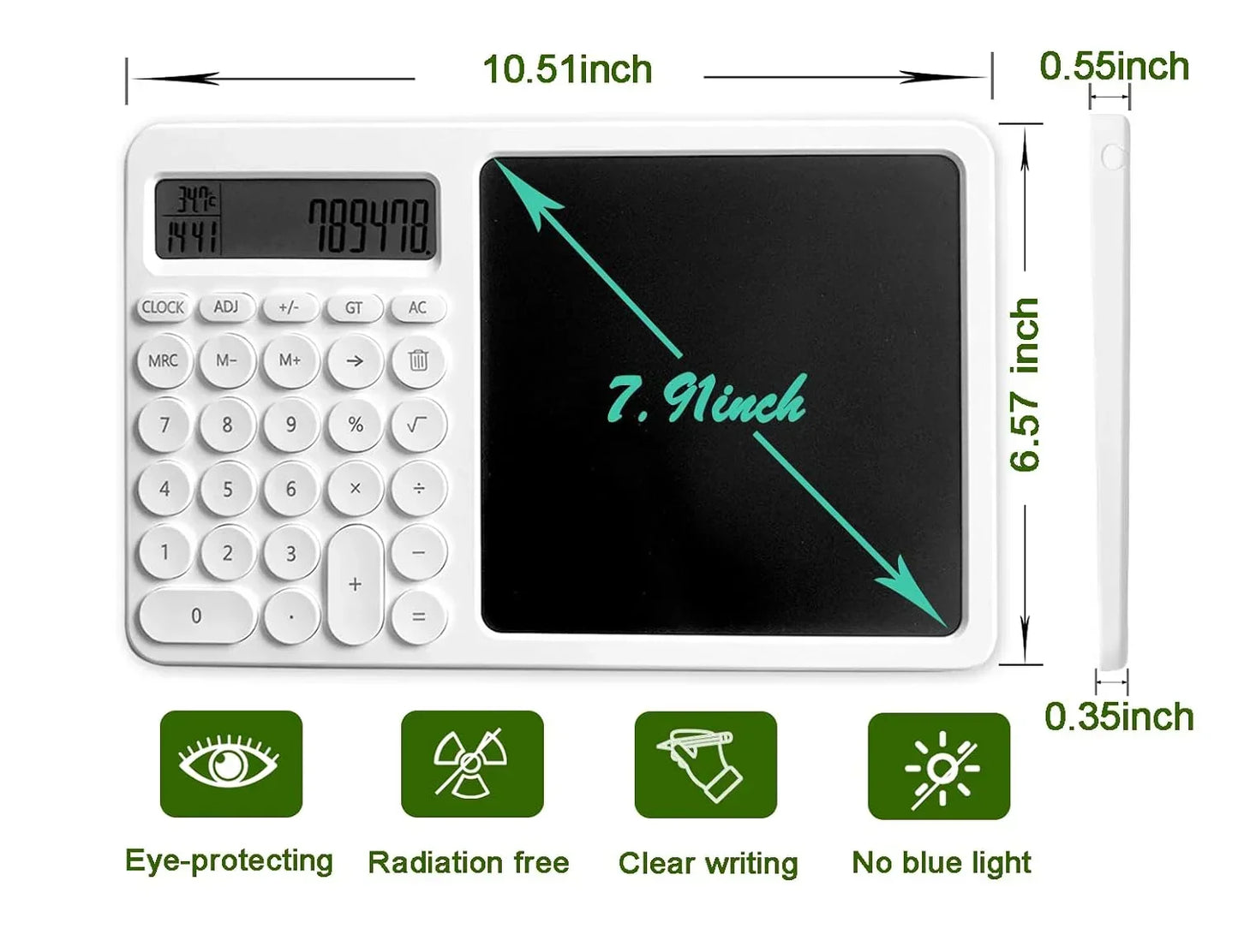 Electronic LCD 8" Writing Tablet with Calculator | 2-in-1 Note Taking Pad with Time & Temperature Display, Hidden Stand & Gift Box - Jaiman Toys