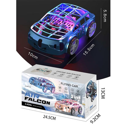 2-in-1 Air-Ground Dual-Mode Remote Control Flying Car, 2.4G RC Drone Car with Colorful LED Lights, 2 Batteries Electric Mini RC Racing Cars