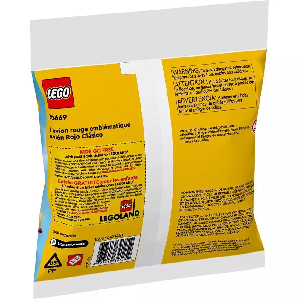 LEGO 30669 Creator Iconic Red Plane – (51-Pieces) Set | Build a Red Plane, Jet or Speedboat | Ages 6+