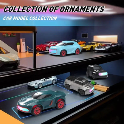 Mini 4WD Q197 1:64 Scale LED Drift RC Car – 2.4GHz Remote Control, Type-C Fast Charge, Adjustable Drift Modes (Grey)