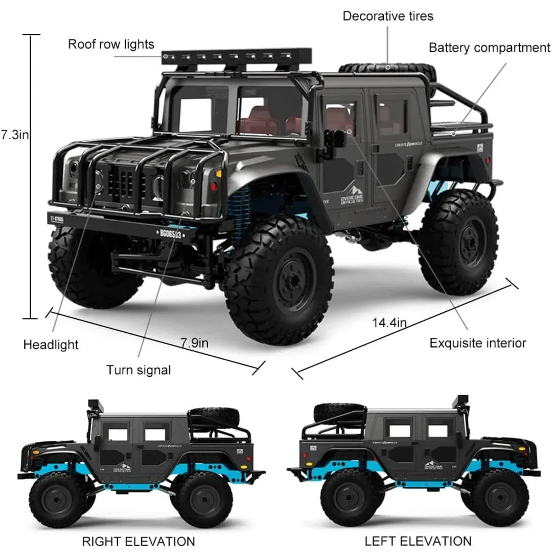 JJRC Q121 H1 HURTLE 1:12 Scale 4WD RC Crawler – Full Proportional Control Off-Road Truck (Grey)
