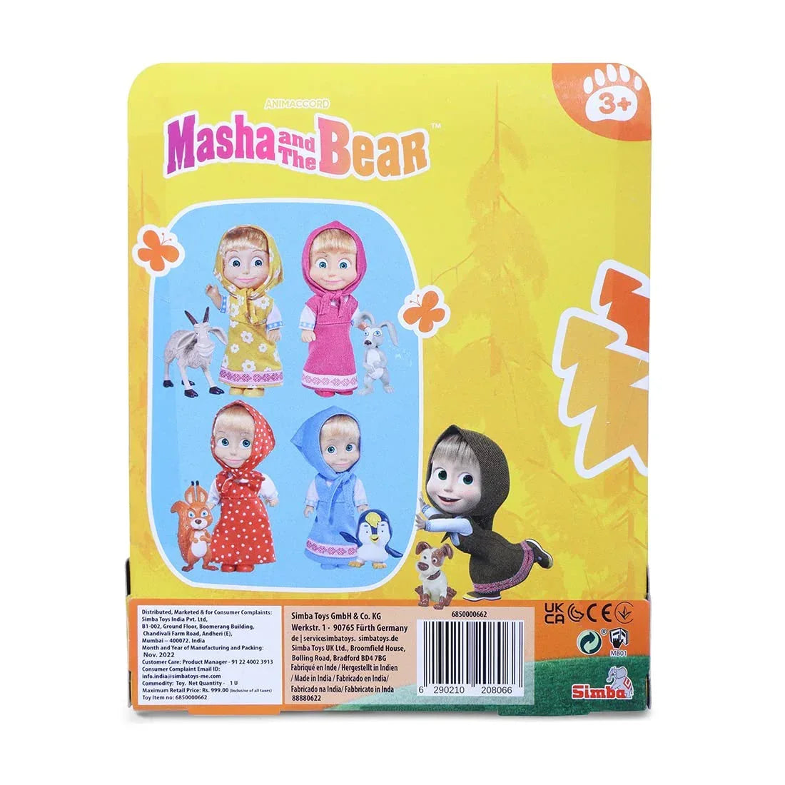 Masha and the Bear 12 Cm Toy Doll | Famous Cartoon | Ideal Gift Set for Girls Kids (Masha with Animal - Goat) - Jaiman Toys