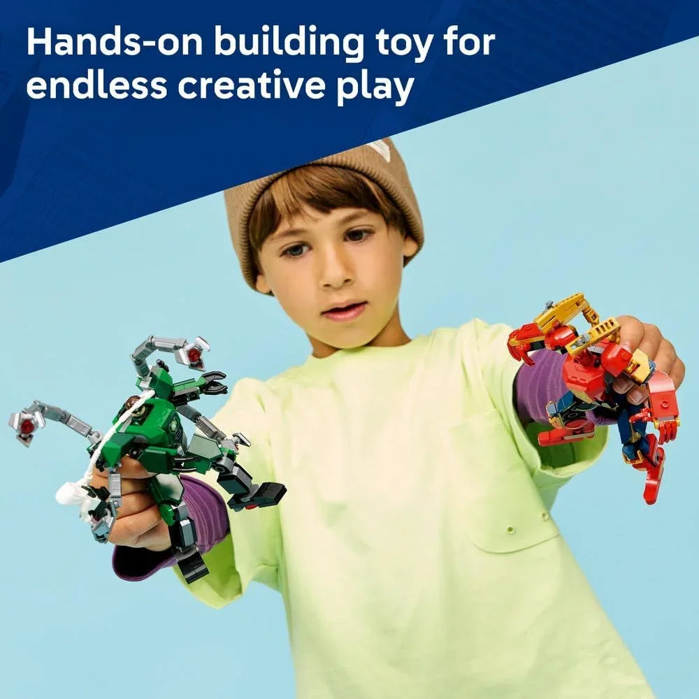 LEGO | Marvel 76338 Mech Battle: Spider-Man vs. Doc Ock - Superhero Toy w/ 2 Action Figures, 3 Minifigures, Stud Shooters & Spider Slings - Gift for 6+ Year Old Boys