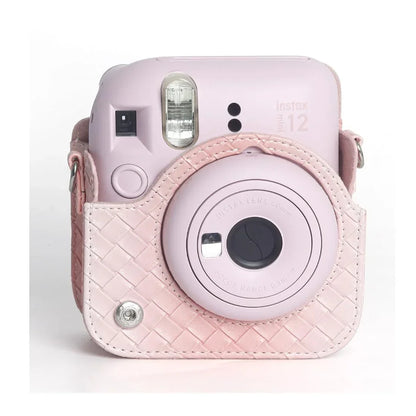 Fujifilms Instax Mini 12 Instant Camera PU Leather Case! Rain Proof Soft Camera Protective Case with Shoulder Strap - Blossom Pink - Jaiman Toys