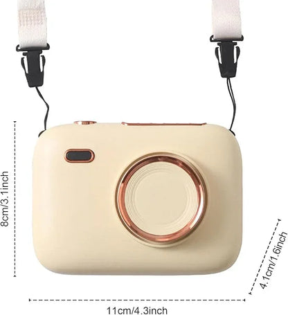 Mini Haletr Fan - Portable Hands-Free Personal Fan USB Rechargeable Camera Shape Fan (Cream) - Jaiman Toys