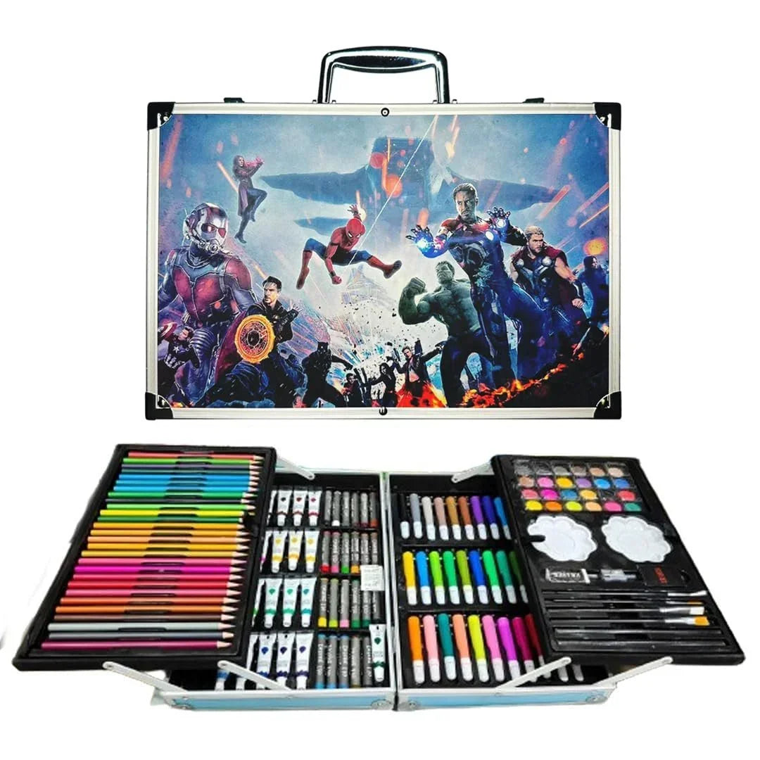 Kids Art Drawing Set Art and Craft Supplies Drawing and Painting Set Great Birthday Gift for Boys Girls Children - 145 Pcs Art Set Spiderman + Iron Man - Jaiman Toys