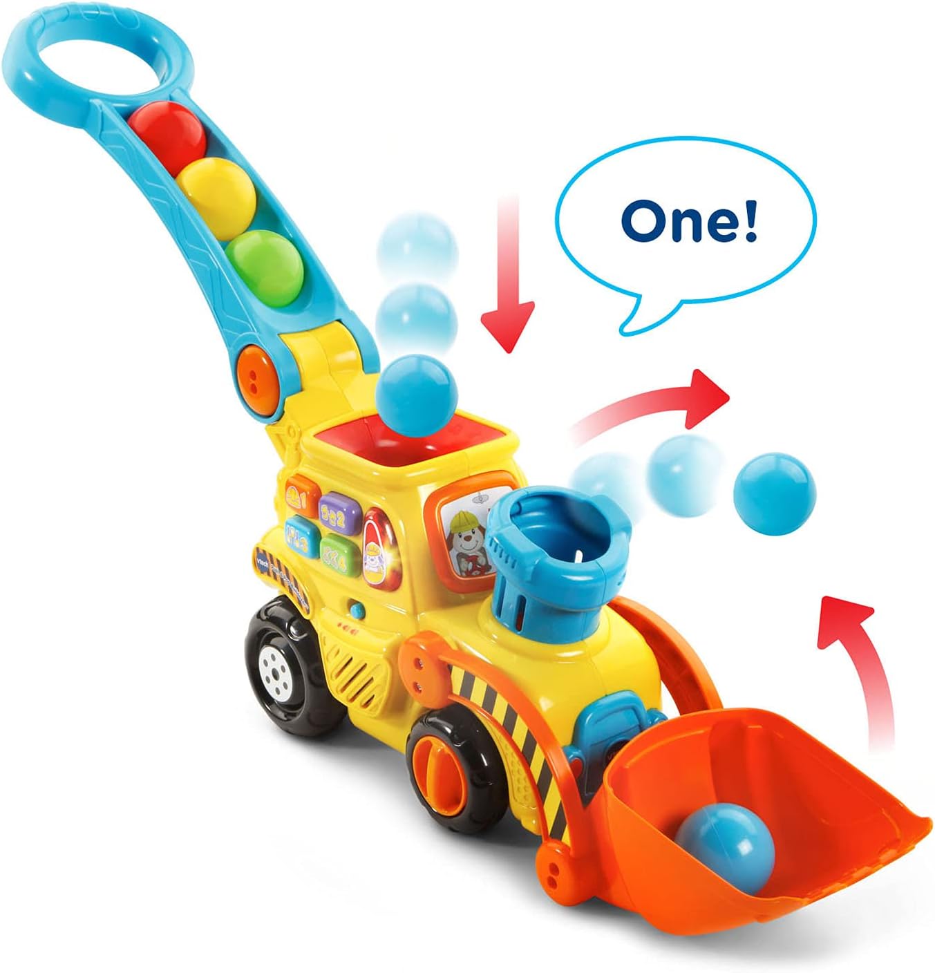 VTech Pop-a-Balls Push & Pop Bulldozer Yellow | Interactive Push Walker Toy with Balls, Lights & Sounds for Toddlers