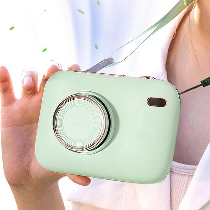 Mini Haletr Fan - Portable Hands-Free Personal Fan USB Rechargeable Camera Shape Fan (Light Green) - Jaiman Toys