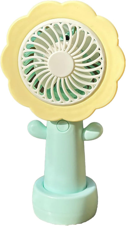 Portable Handheld Mini Fan with Stand – Flower Design Personal Cooling Fan for Travel, Office & Outdoor Use (Pack of 1)