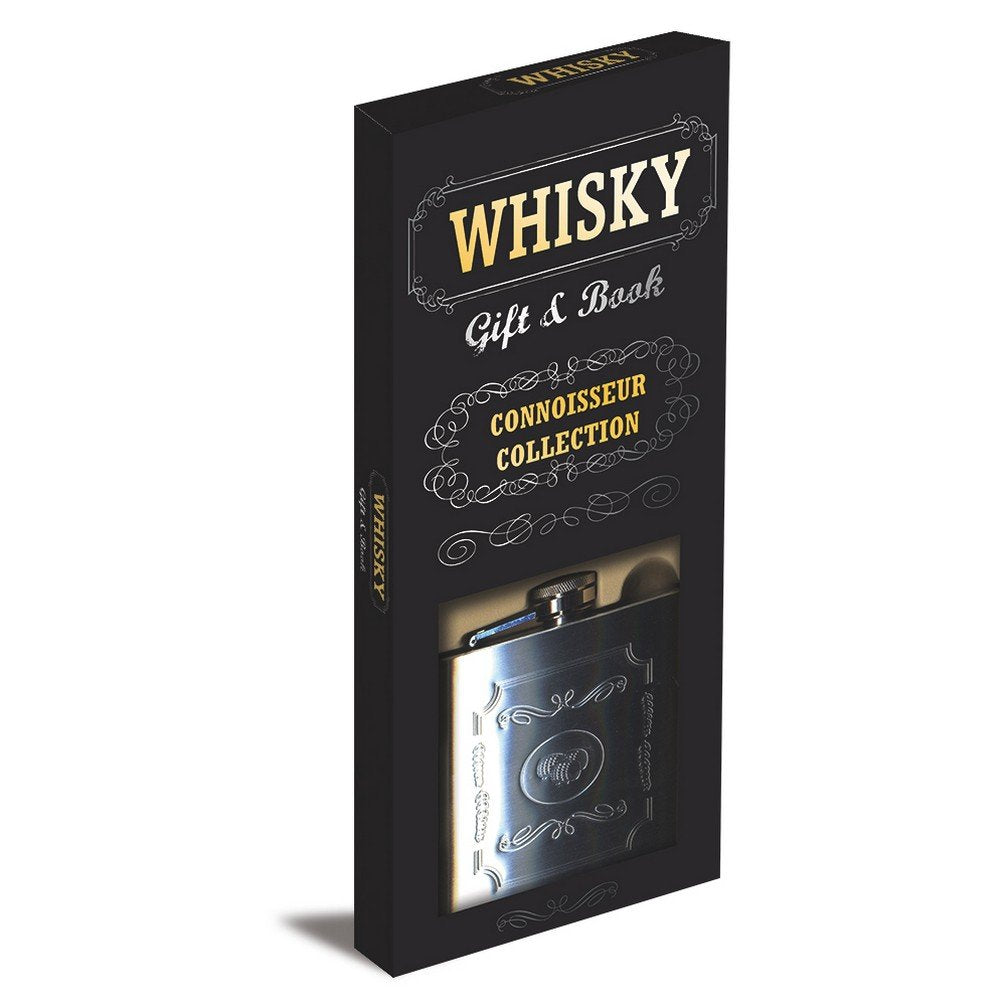 Whisky Connoisseur Collection Gift Book with Stainless Steel Hip Flask | Premium Novelty Liquor Gift Set | Elegant Bar Accessory for Whisky Lovers