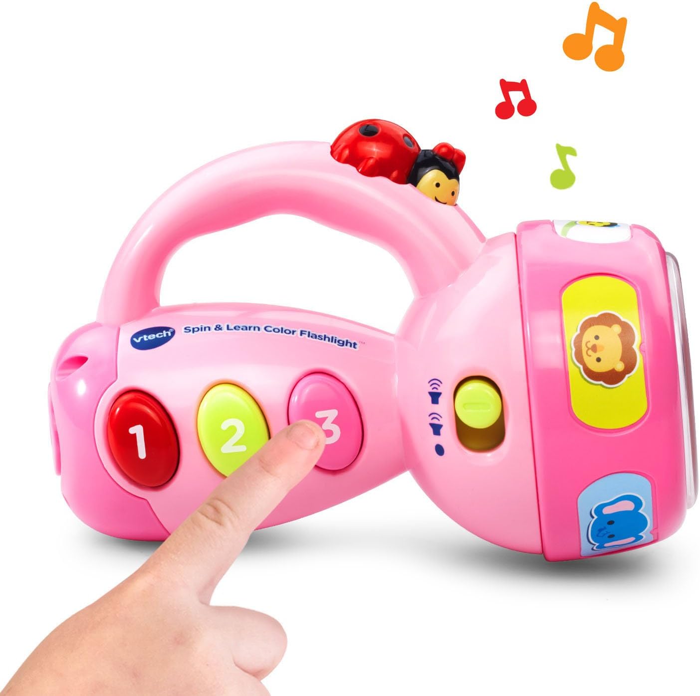VTech Spin and Learn Color Flashlight, Pink | Interactive Educational Flashlight Toy with Colors, Numbers, Animals, Songs & Light-Up Learning for Toddlers