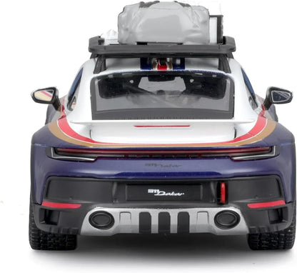 Bburago - 1/24 Scale Model Compatible with Porsche 911 992N # 953 Dakar Rally Racing Car Model 2023 (Blue) - Jaiman Toys