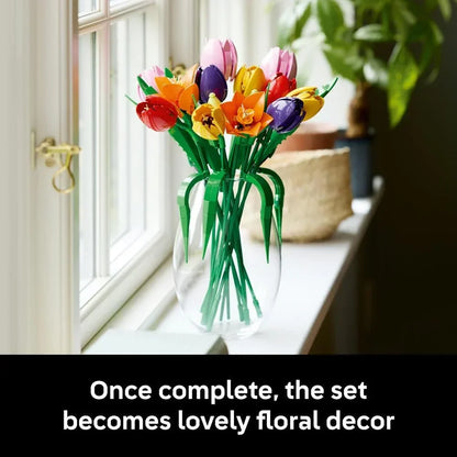 LEGO Botanicals 11501 Tulip Bouquet - Artificial Flowers Building Set for Adults - incl. 14 Faux Tulips in 5 Colours for Table & Home Decor - DIY Gift Idea for Women - Valentine's Day Treat