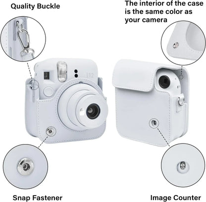 Pop & Snap in Style – Mini 12 Camera Case with Strap (Perfect Fit for Instax Mini 12) - Clay White - Jaiman Toys