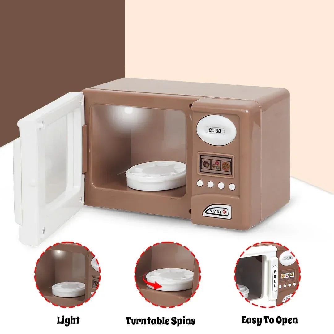 Pablo Honey Mini Microwave, Kitchen Oven Household Play Set (Brown) - Jaiman Toys