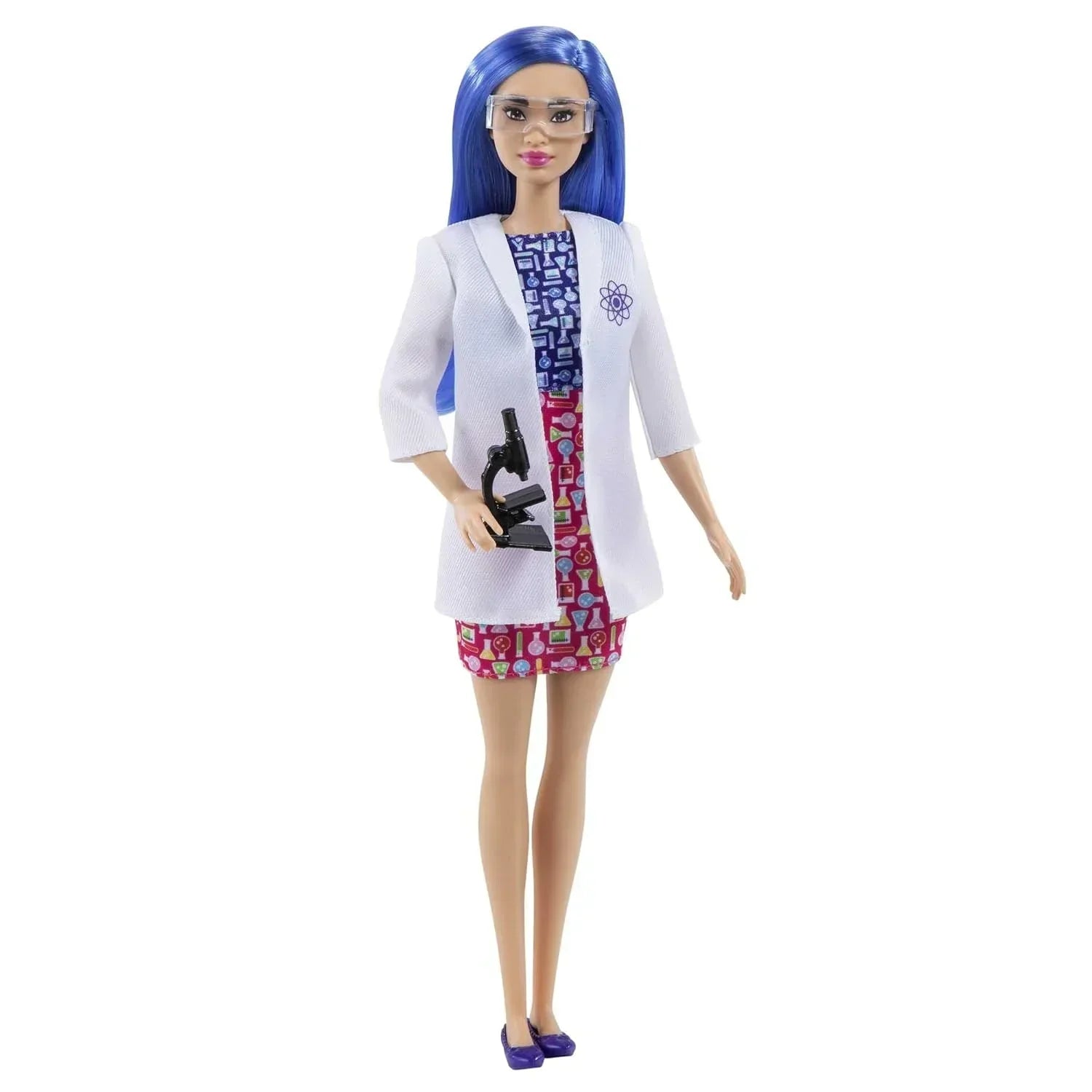 Barbie Scientist Doll (12 inches), Blue Hair, Color Block Dress, Lab Coat & Flats, Microscope Accessory, Great Gift for Ages 3 Years Old & Up - Jaiman Toys