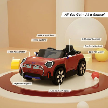 EMotorad Formula Fun MINI Cooper Aceman Ride-On Car for Kids – Battery Operated with Remote Control