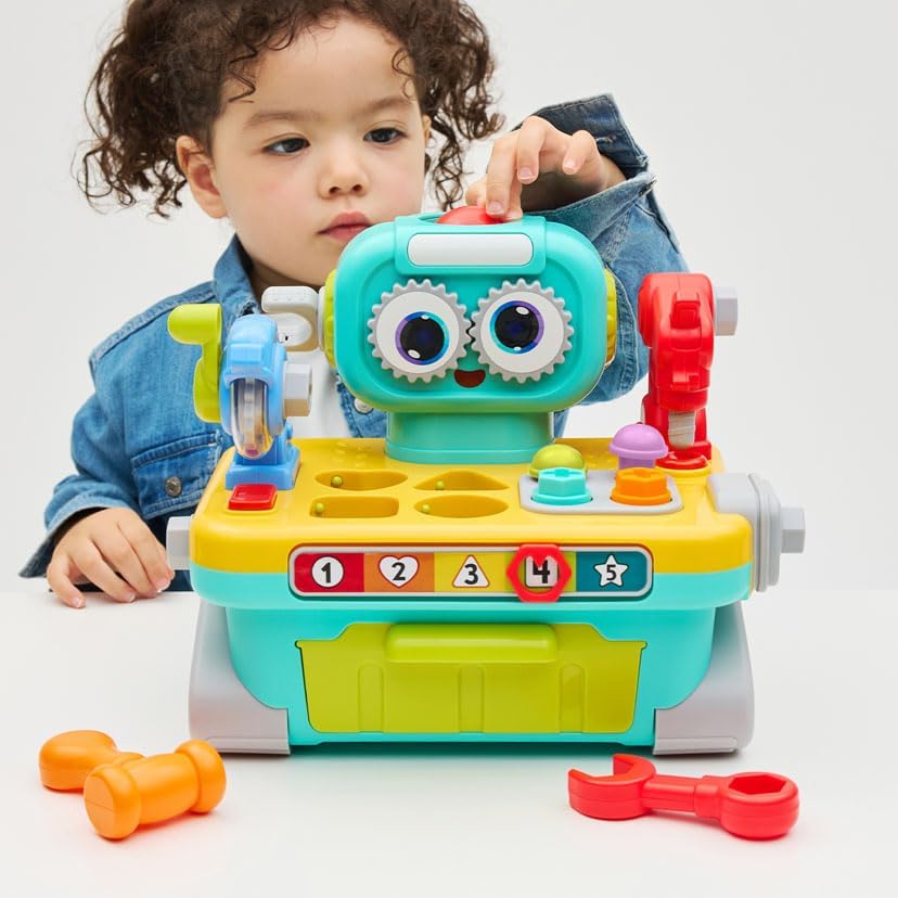 Hola 9-in-1 Robot Workbench Tool Set for Kids – Interactive Learning Toolbox with Tools, Shapes & Activities (12–60 Months)