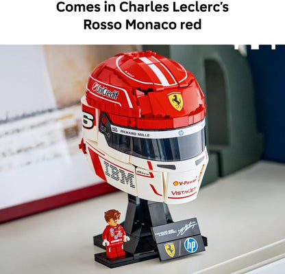 LEGO 43014 Editions Scuderia Ferrari HP Charles Leclerc Helmet - F1 Merchandise - Display Model Kit w/Collectible Minifigure - Gift for 14+ Year Old Boys & Adult Motorsport Fans