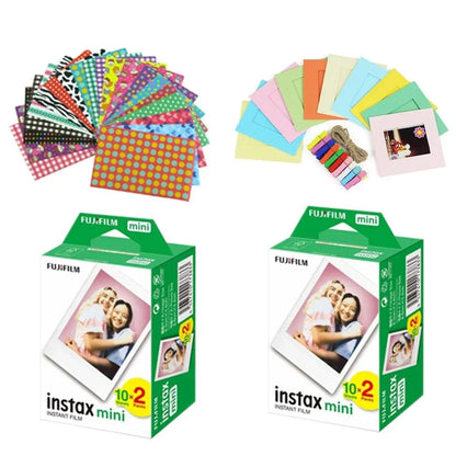Accessories Bundle - 40 Instax Mini Film Shots + Paper Photo Frame Sticker + Photo Bunting - For Fujifilm Instax Instant Camera Accessories - Jaiman Toys