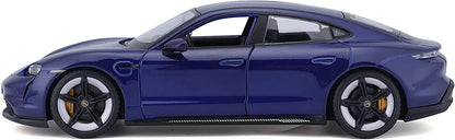 Bburago - 1/24 Scale Model Compatible with Porsche Taycan Turbo S 2019 Sports Car Miniature Collectible (Blue) - Jaiman Toys